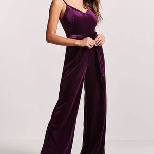 Forever 21 purple velvet jumpsuit